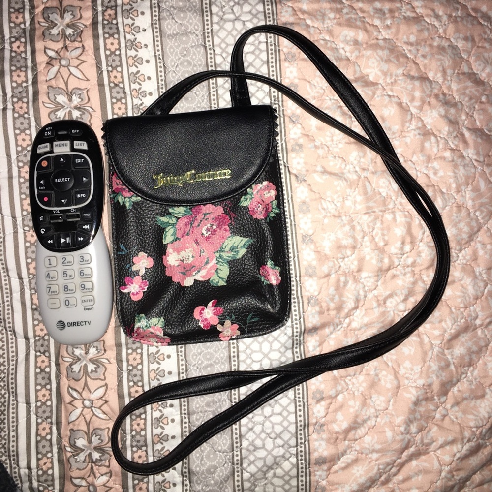 Small black Juicy Couture purse with pink roses!